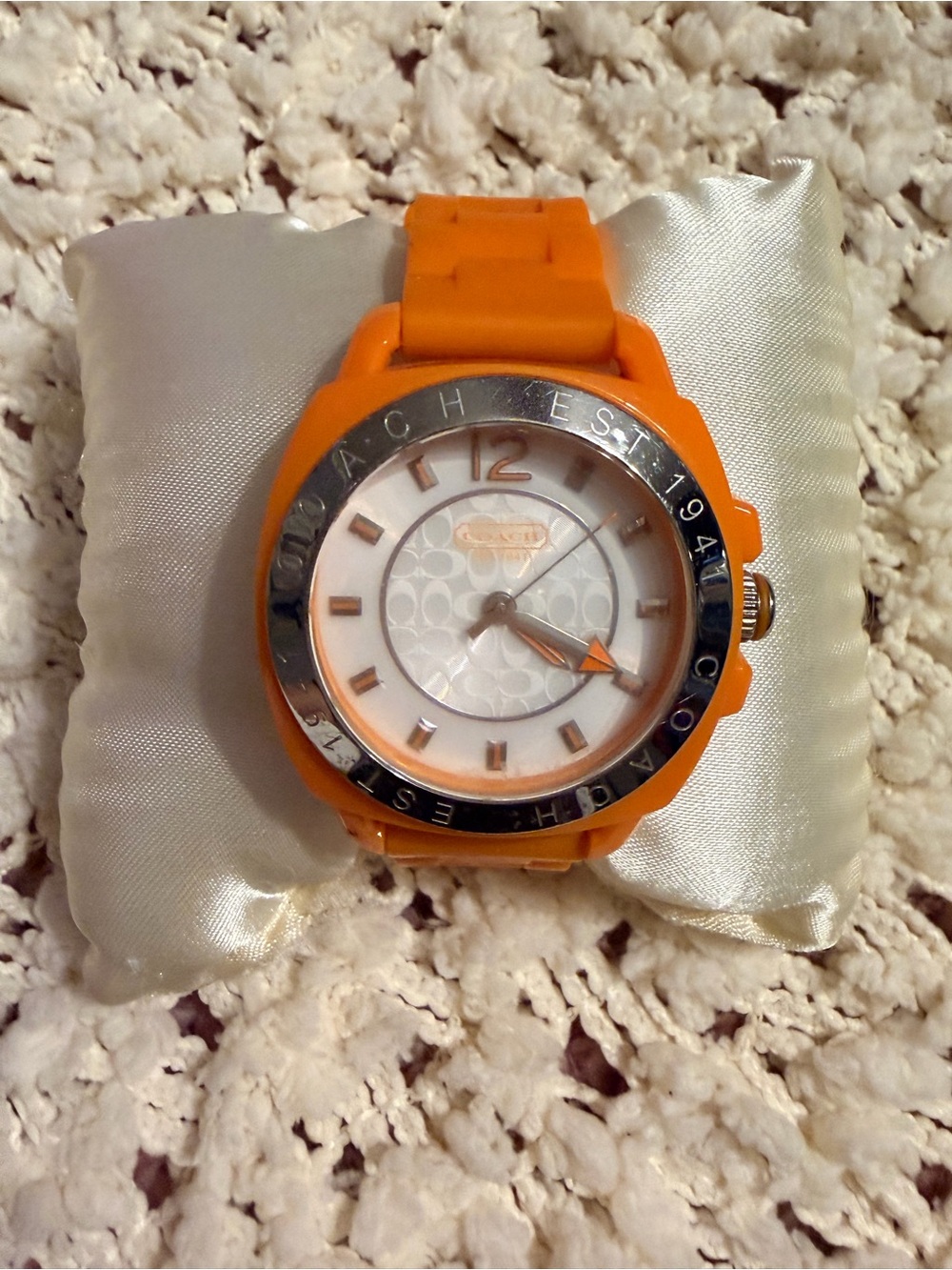 Coach Orange Silicone Watch with White Dial - Picture 2 of 7